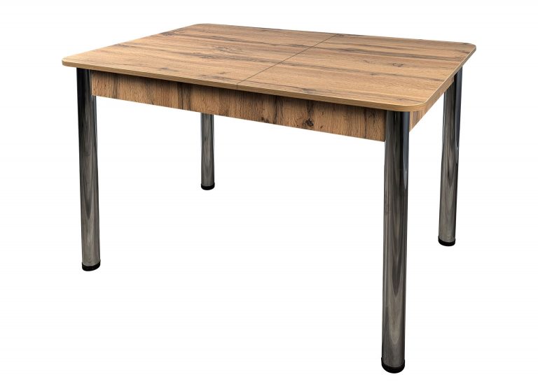 Стол Премьер раздвижной 170 x 90 (+50) см / R40 / ЛДСП Дуб Вотан / Опора 4 Хром РУСТ